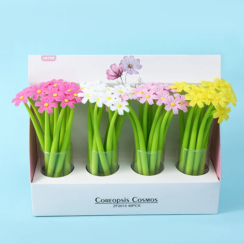 22461 COREOPSIS COSMOS FLOWER WIGGLE GEL PEN-48