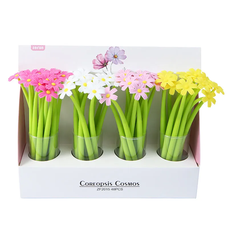 22461 COREOPSIS COSMOS FLOWER WIGGLE GEL PEN-48
