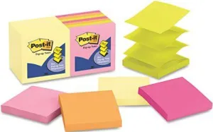 3M Pop-Up Note Pad Refills 3 X 3 7 Canary Yellow & 7 Asst. Brights 100-Sheet Pads