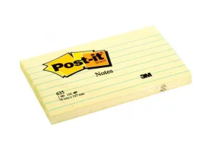 3M Post-It Notes Lined Canary Yellow 635 3inx5in