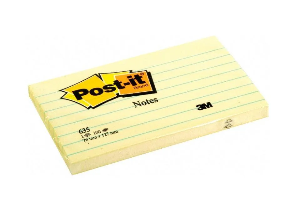 3M Post-It Notes Lined Canary Yellow 635 3inx5in