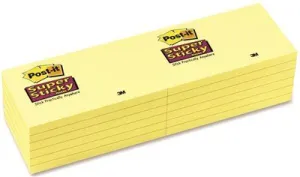 3M Super Sticky Notes 3 X 5 Canary Yellow 12 90-Sheet Pads/Pack