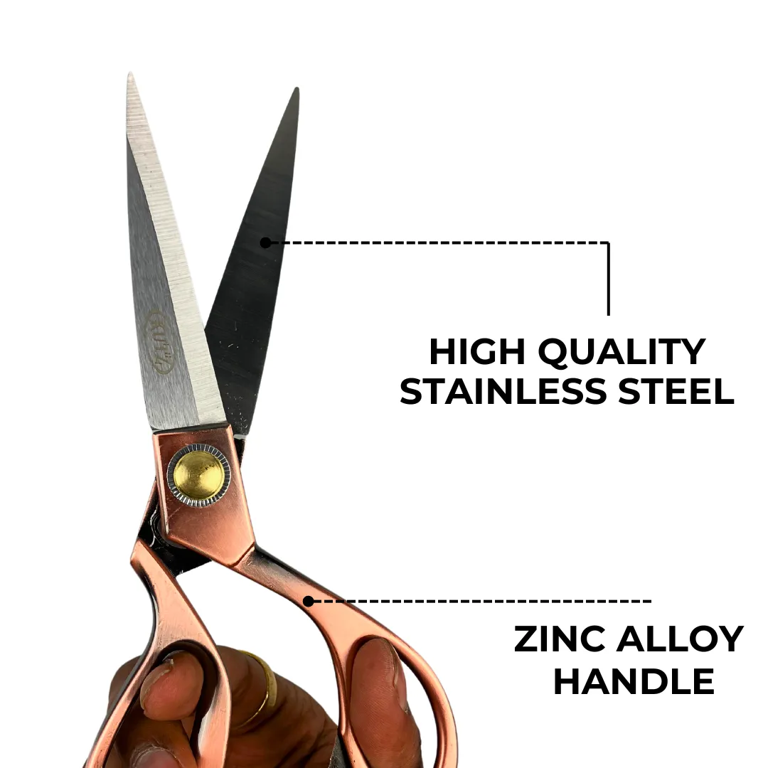 8-Inch Heavy Duty Tailor Scissors with Stainless Steel Blades and Comfort Grip Zinc Alloy Handle
