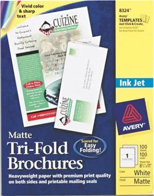 Avery Brochure Paper' Matte' 8-1/2 X 11' White' 100 Sheets/Box