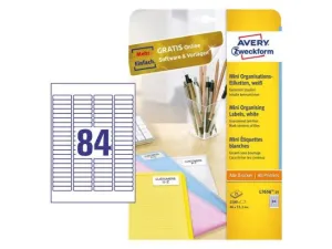 Avery L7656-25 Multipurpose Labels 46 x 11.1 mm, Laser, White