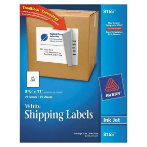Avery Shipping Labels Full Sheet Letter-Size 25pk