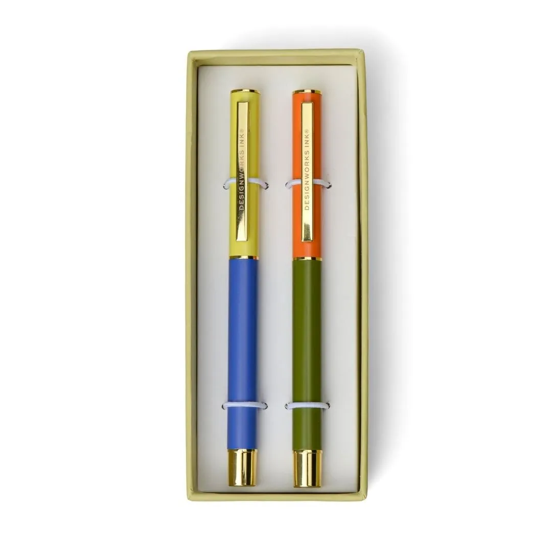 Colour Block Pens Cobalt & Army Green