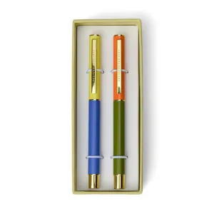 Colour Block Pens Cobalt & Army Green