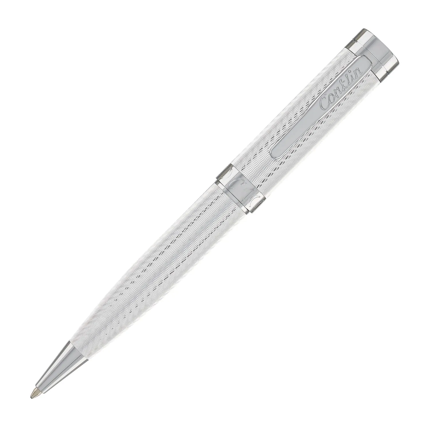 Conklin Herringbone Signature Ballpoint Pen in Silver
