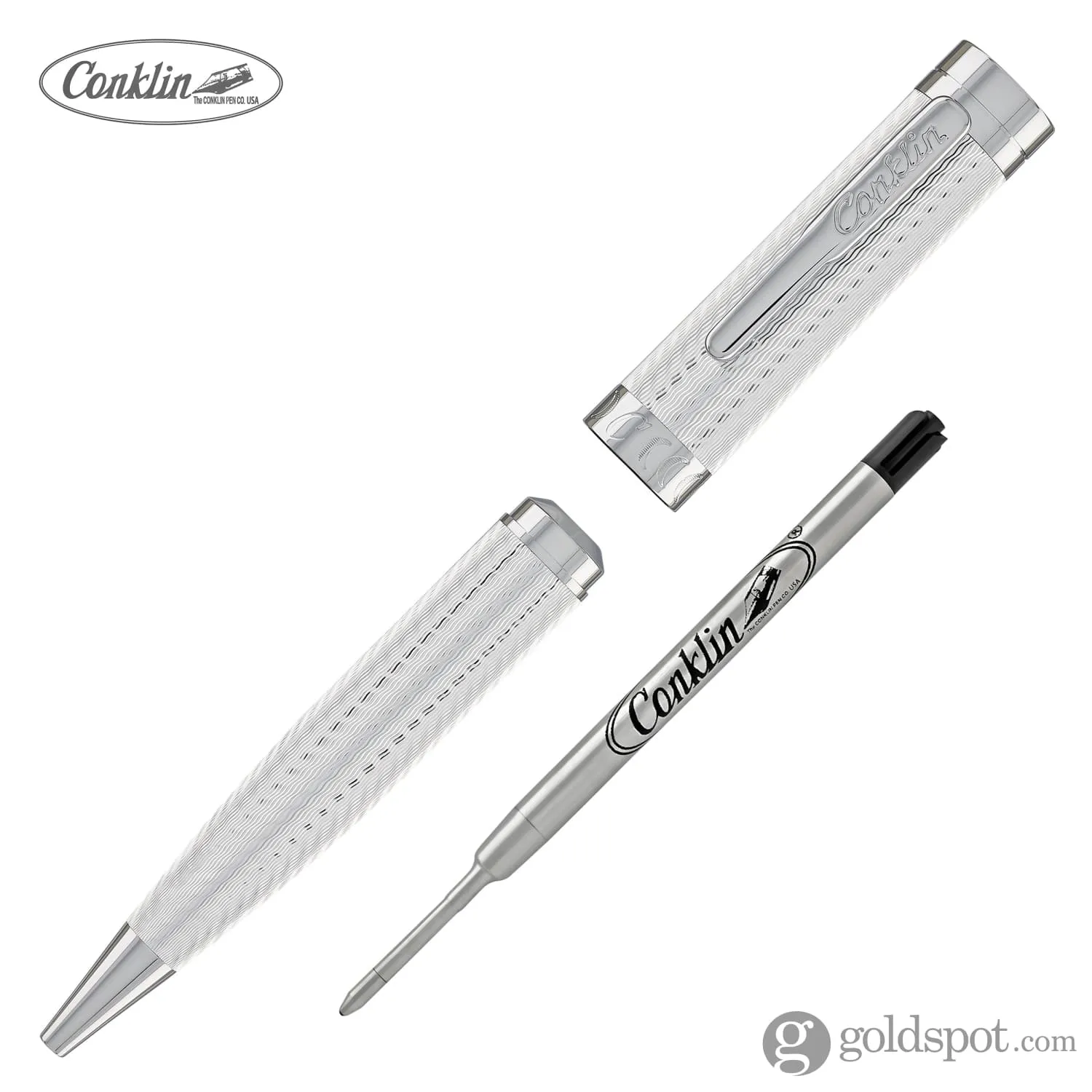 Conklin Herringbone Signature Ballpoint Pen in Silver