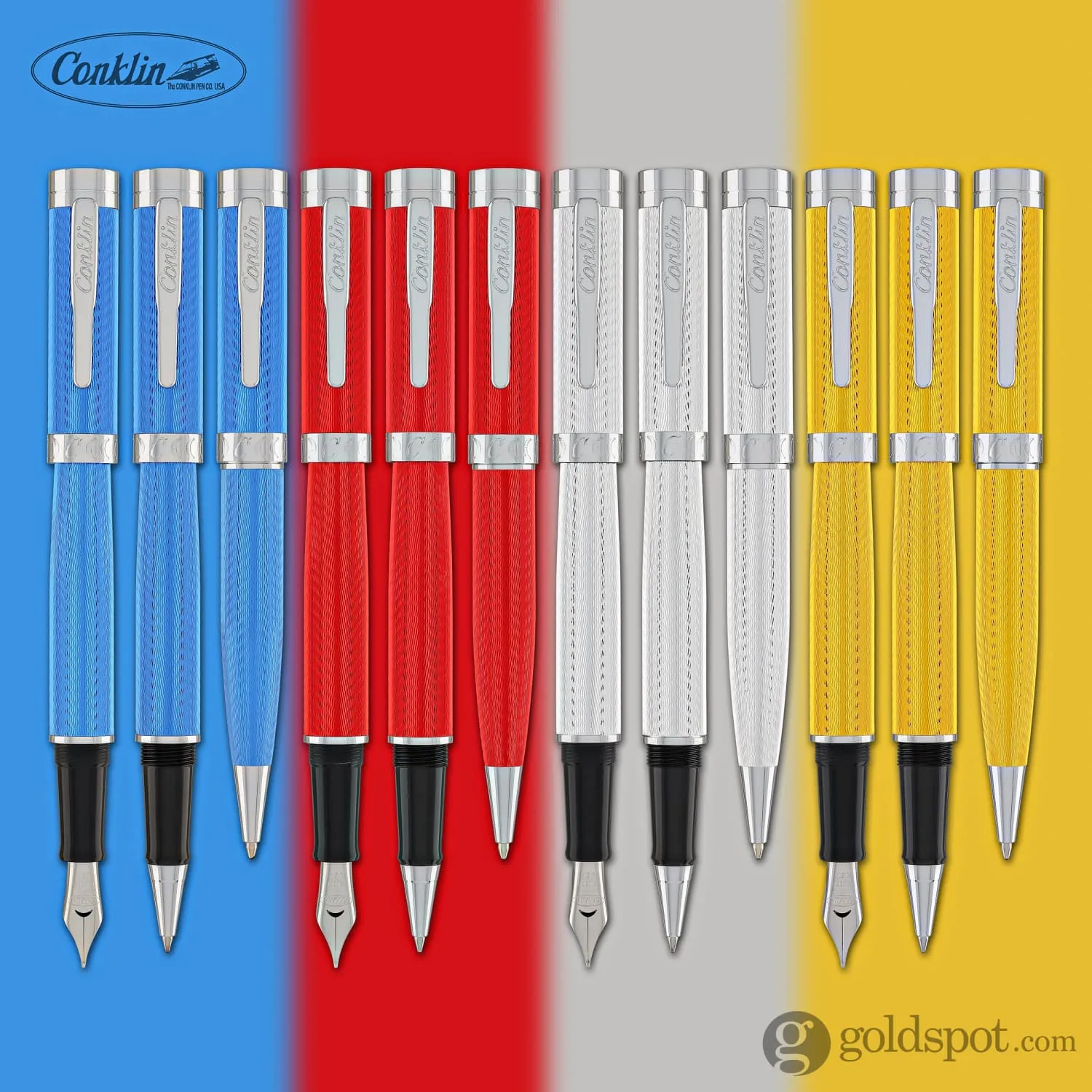 Conklin Herringbone Signature Ballpoint Pen in Silver