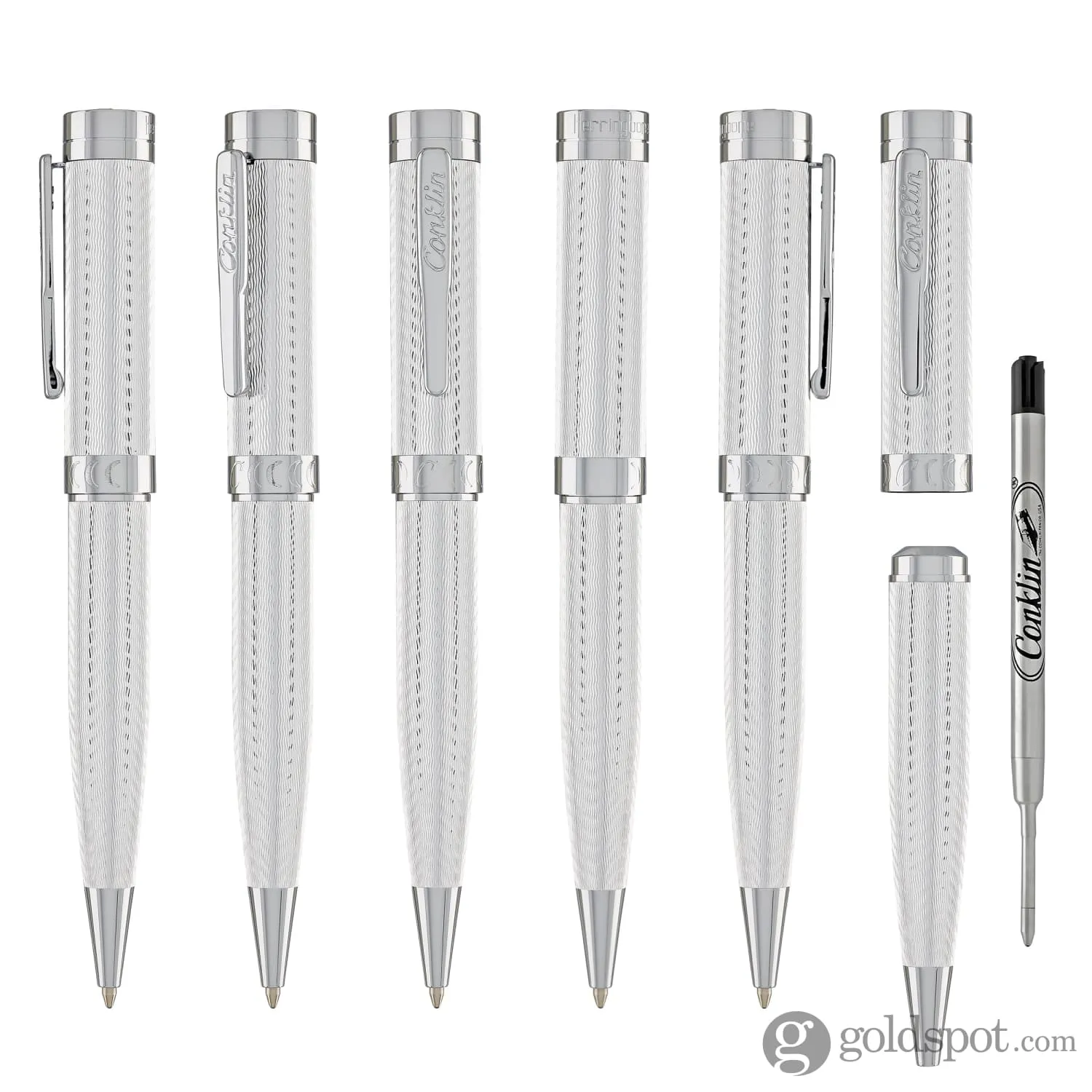 Conklin Herringbone Signature Ballpoint Pen in Silver