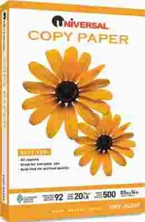 Copy Paper' 92 Brightness' 20Lb' 8-1/2 X 14' White' 5000 Sheets/Carton