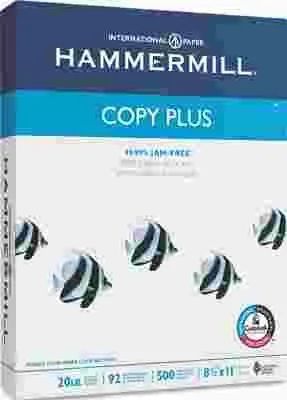 Copy Plus Copy Paper' 92 Brightness' 20Lb' 8-1/2 X 11' White' 5000 Sheets/Carton