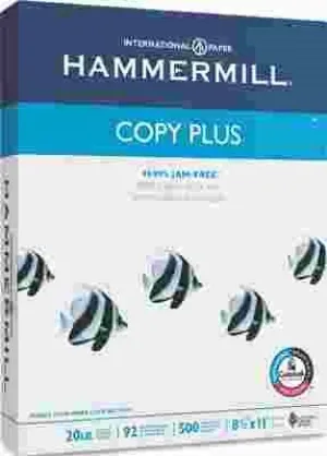 Copy Plus Copy Paper' 92 Brightness' 20Lb' 8-1/2 X 11' White' 5000 Sheets/Carton