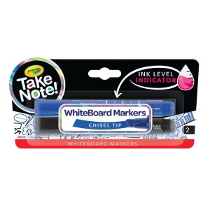 CRAYOLA TAKE NOTE! CHISEL TIP WHITEBOARD MARKERS 2 PACK