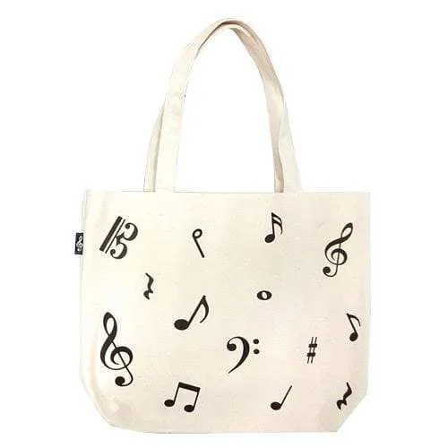 Cream Canvas Tote Bag Music Notes Design