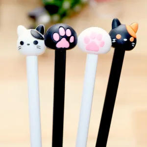 Cute Kitten Paw And Face Top Gel Pen