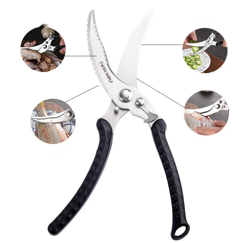 Importikaah Chicken Bone Scissors: Multi-functional Stainless Steel, Sharp Blades, Semi-Automatic for Poultry and Fish