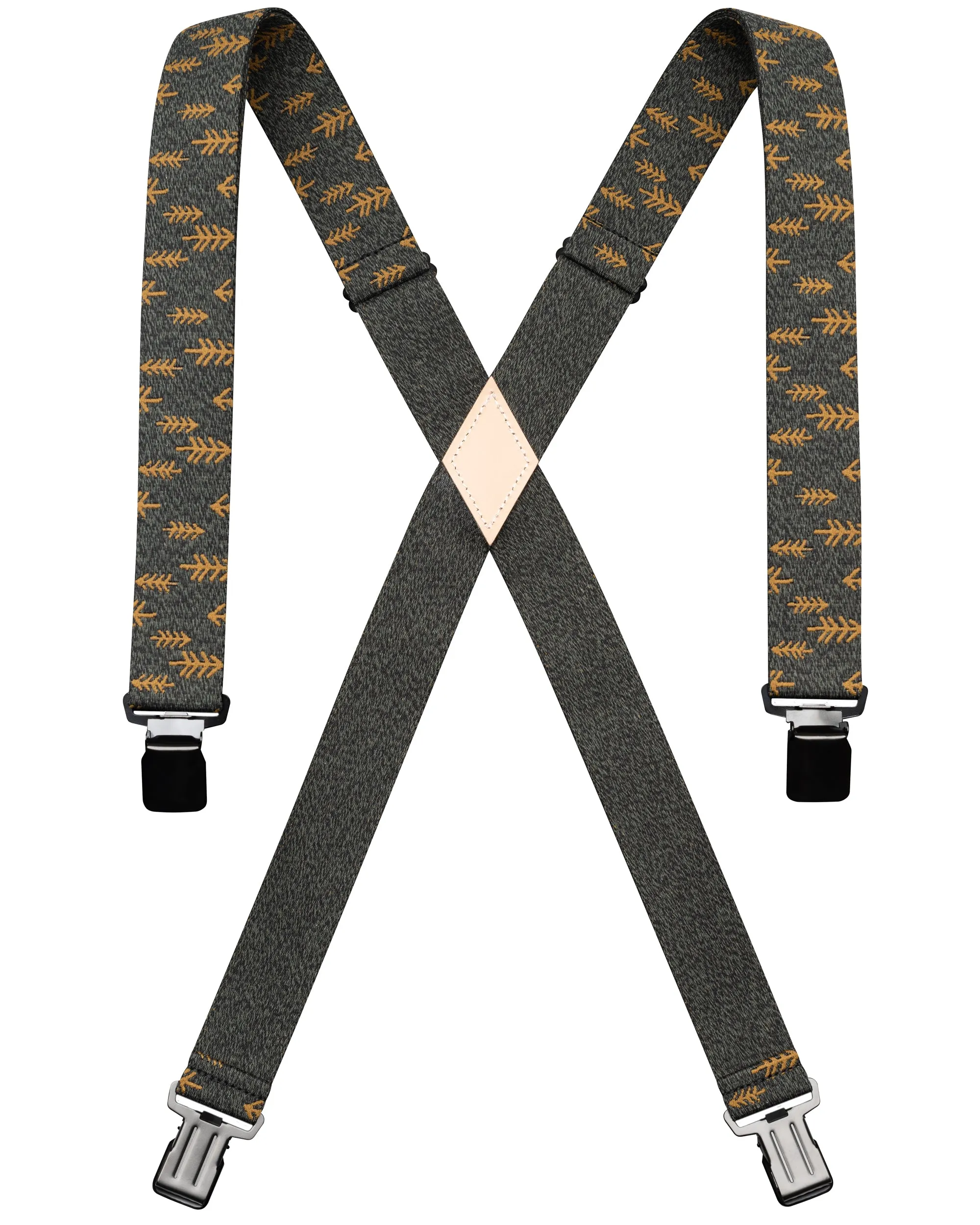 Jessup Suspenders - Heather Green Metal Brown