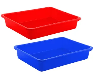 Kuber Industries Plastic 2 Pieces Medium Size Stationary Office Tray, File Tray, Document Tray, Paper Tray A4 Documents/Papers/Letters/folders Holder Desk Organizer (Blue & Red) CTKTC134827