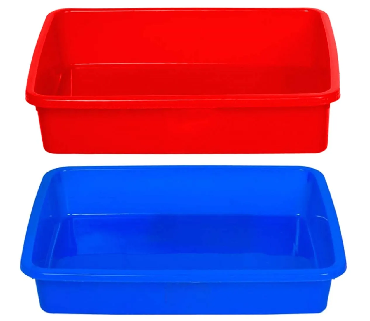 Kuber Industries Plastic 2 Pieces Small Size Stationary Office Tray, File Tray, Document Tray, Paper Tray A4 Documents/Papers/Letters/folders Holder Desk Organizer (Blue & Red) CTKTC134824