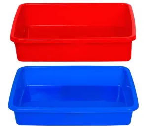 Kuber Industries Plastic 2 Pieces Small Size Stationary Office Tray, File Tray, Document Tray, Paper Tray A4 Documents/Papers/Letters/folders Holder Desk Organizer (Blue & Red) CTKTC134824