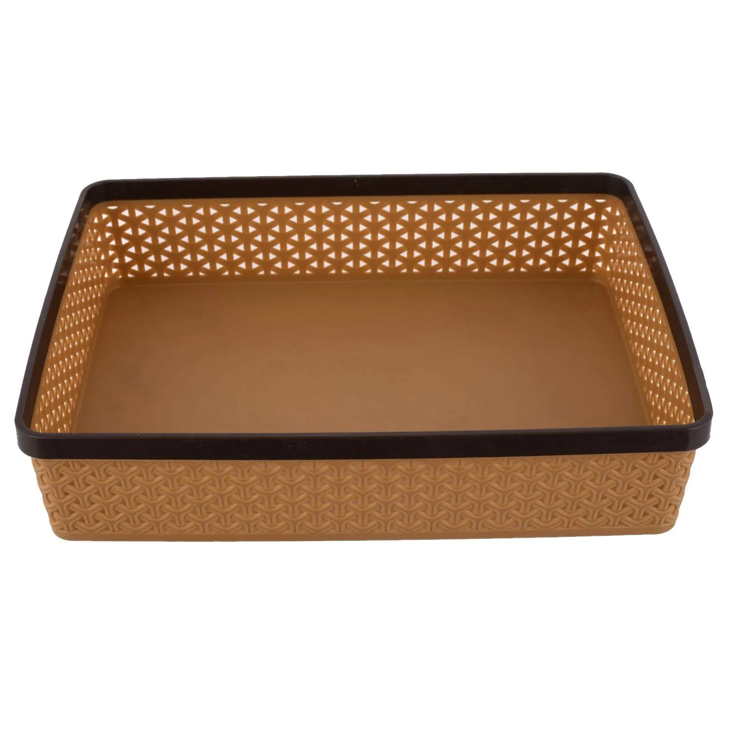 Kuber Industries Plastic 2 Pieces Solitaire Stationary Office Tray, File Tray, Document Tray, Paper Tray A4 Documents/Papers/Letters/folders Holder Desk Organizer (Brown) CTKTC043773