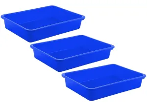 Kuber Industries Plastic 3 Pieces Large Size Stationary Office Tray, File Tray, Document Tray, Paper Tray A4 Documents/Papers/Letters/folders Holder Desk Organizer (Blue) CTKTC134805