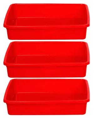 Kuber Industries Plastic 3 Pieces Small Size Stationary Office Tray, File Tray, Document Tray, Paper Tray A4 Documents/Papers/Letters/folders Holder Desk Organizer (Red) CTKTC034810