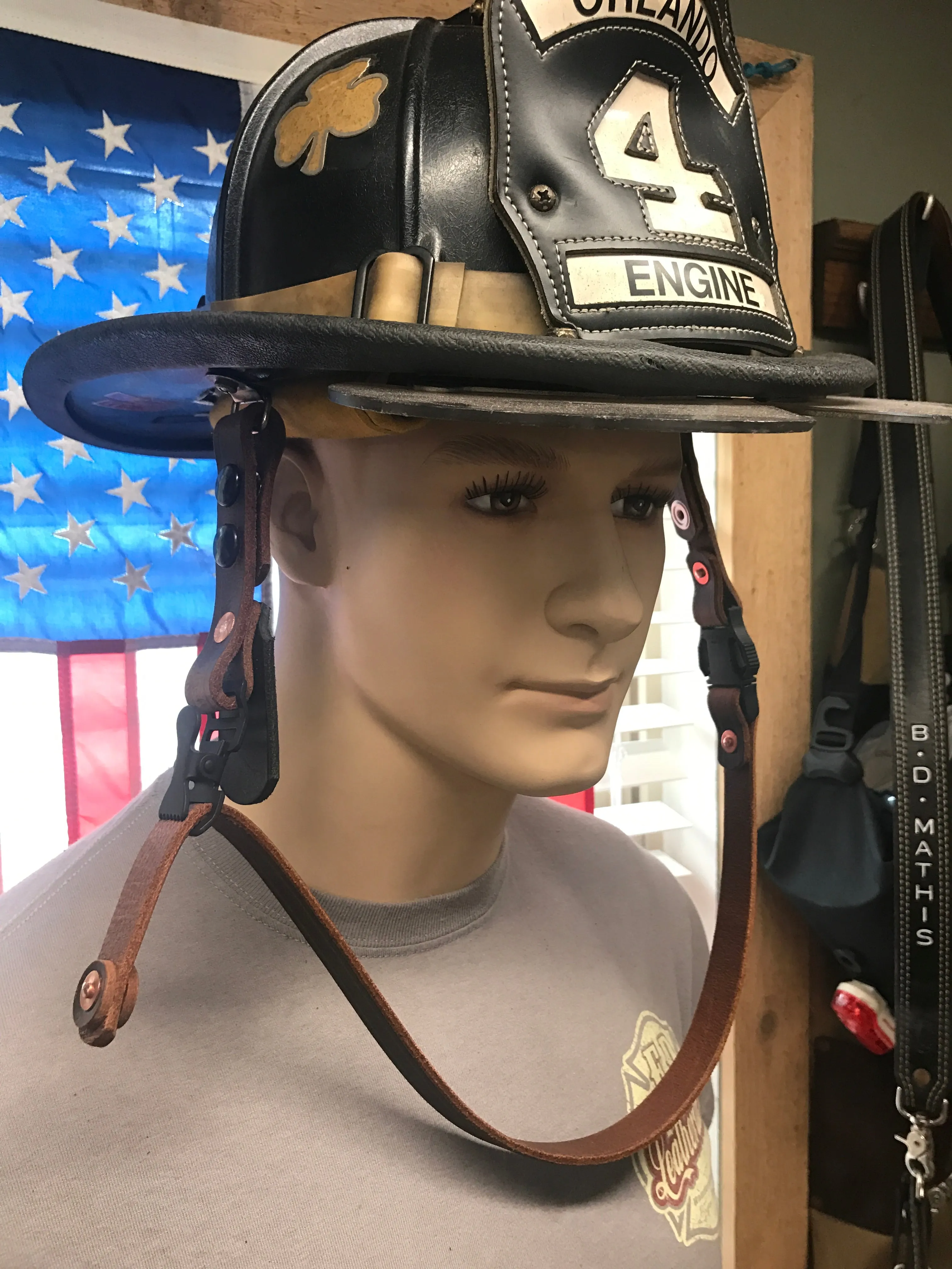 Leather Helmet Chin Strap / Buffalo Brown / Quick Release / SNAPS