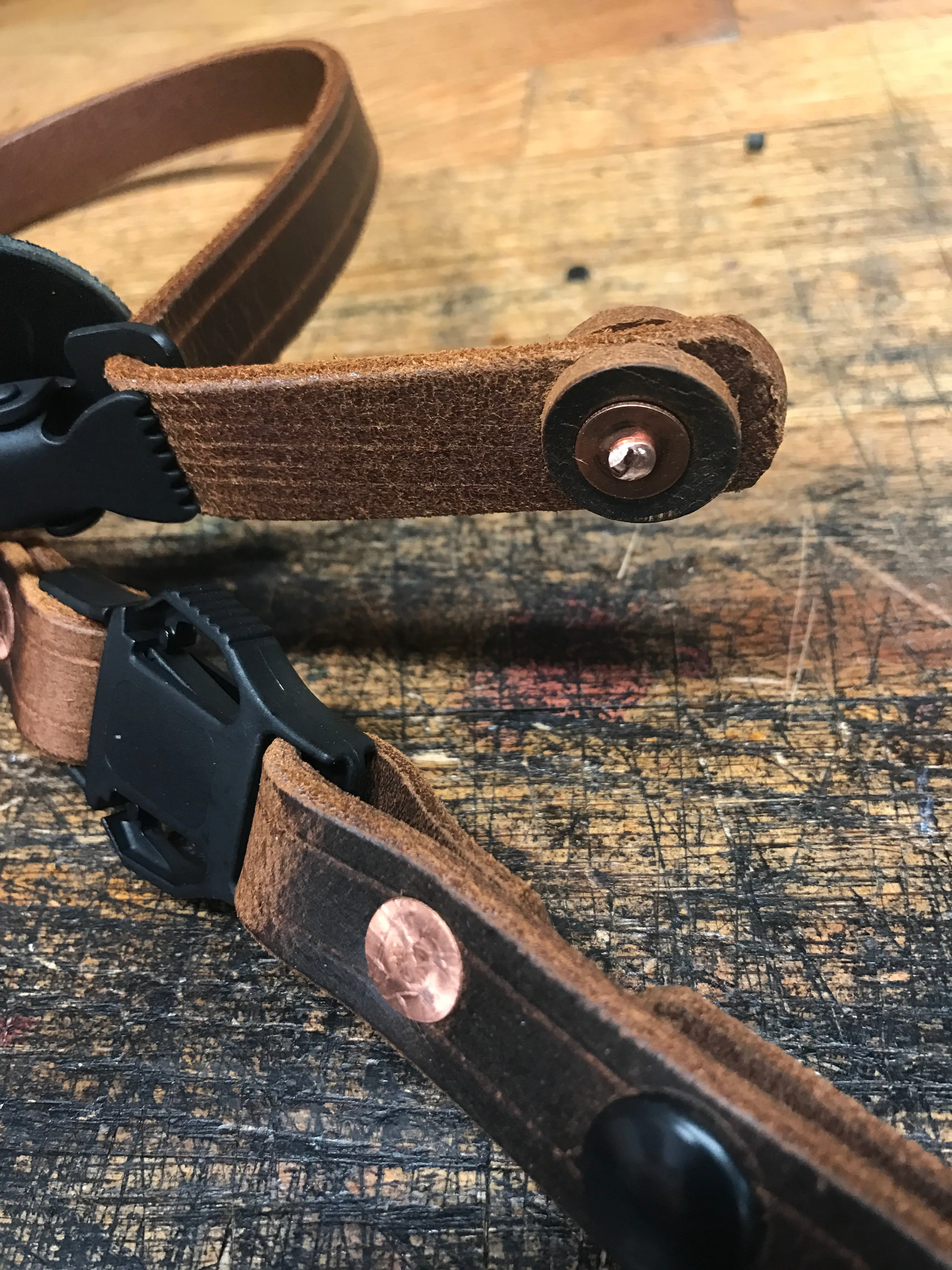 Leather Helmet Chin Strap / Buffalo Brown / Quick Release / SNAPS
