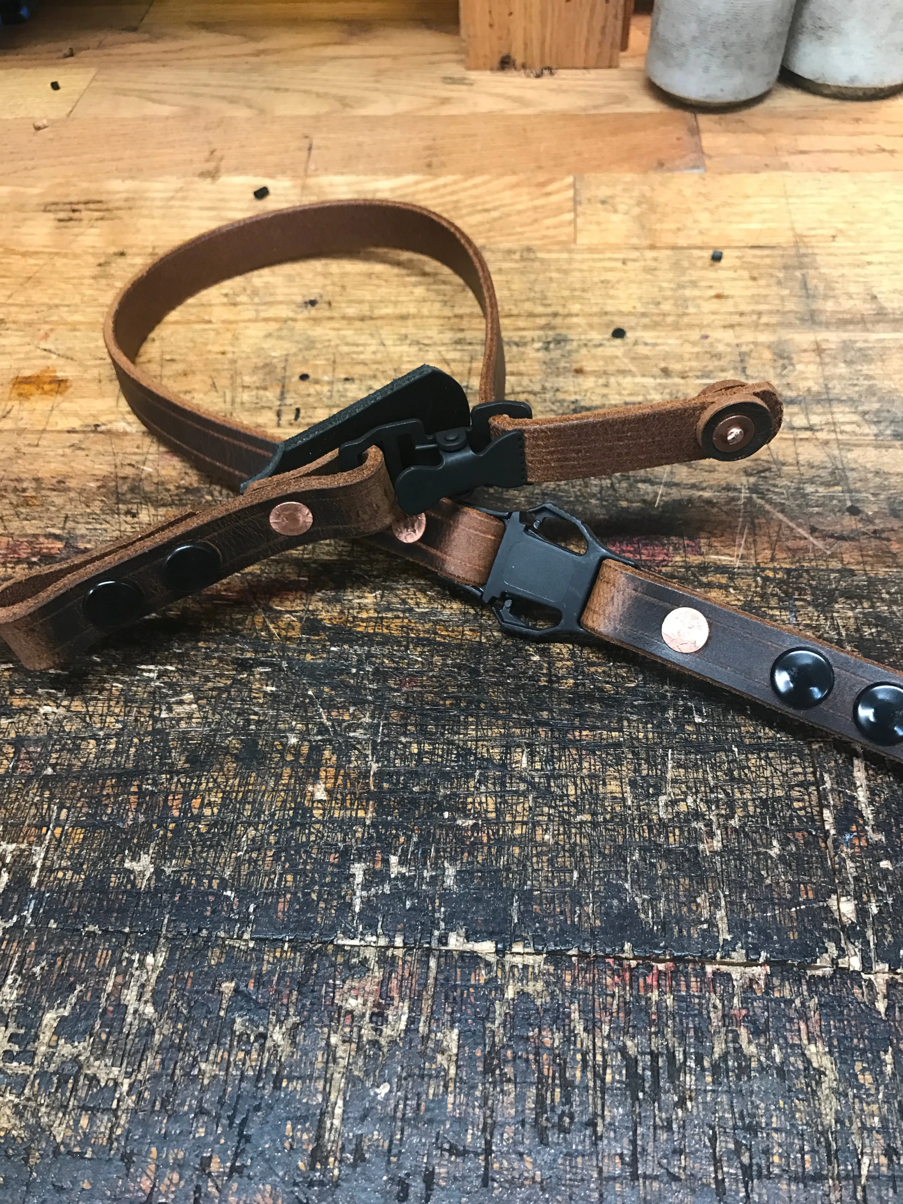 Leather Helmet Chin Strap / Buffalo Brown / Quick Release / SNAPS
