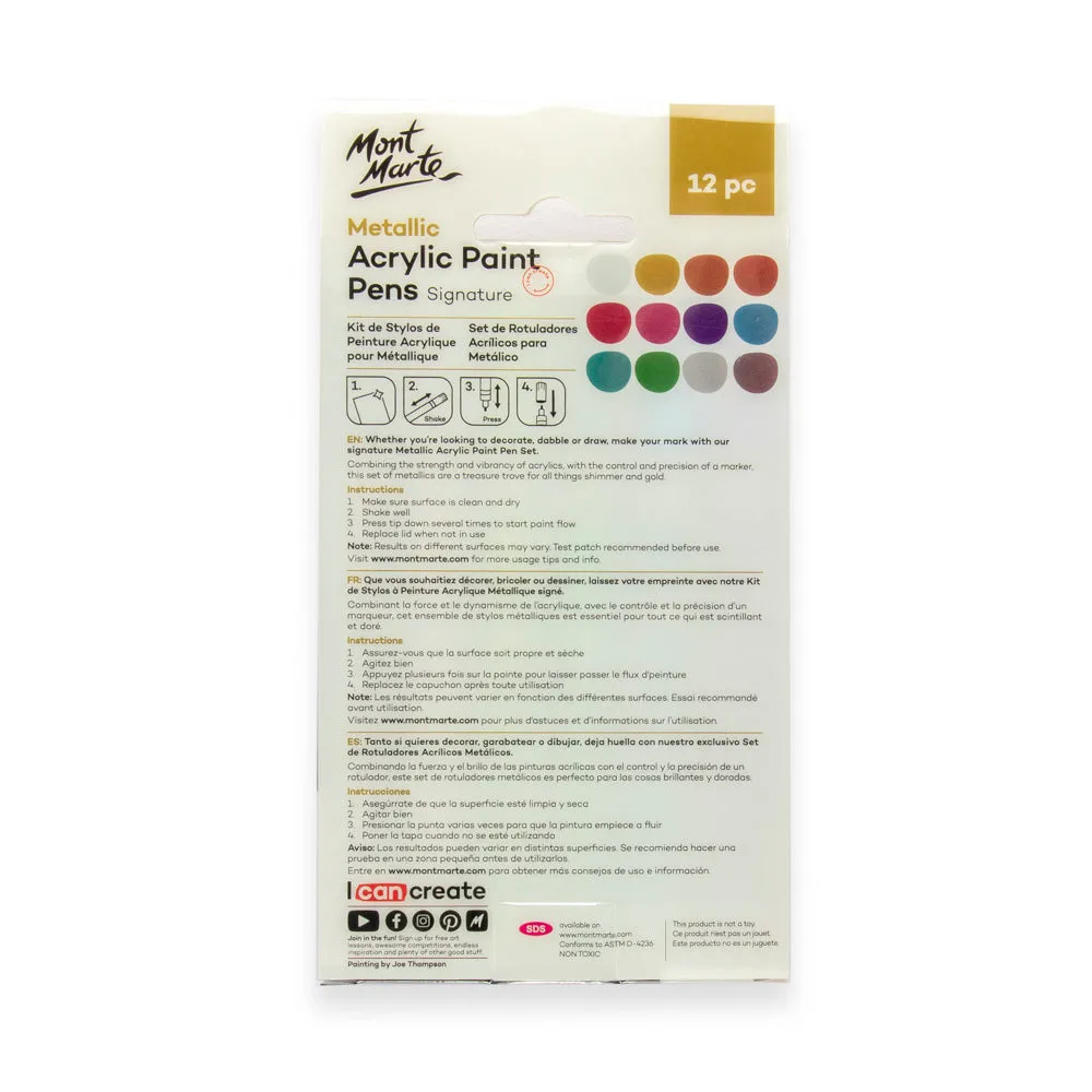 Metallic Acrylic Paint Pens Broad Tip Signature 12pc