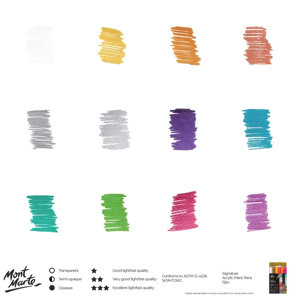 Metallic Acrylic Paint Pens Broad Tip Signature 12pc