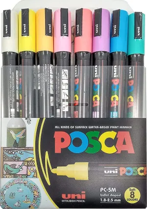 Mitsubishi 5M Uni Posca Bullet Tip Dark Colors Marker 8 Pcs Pack