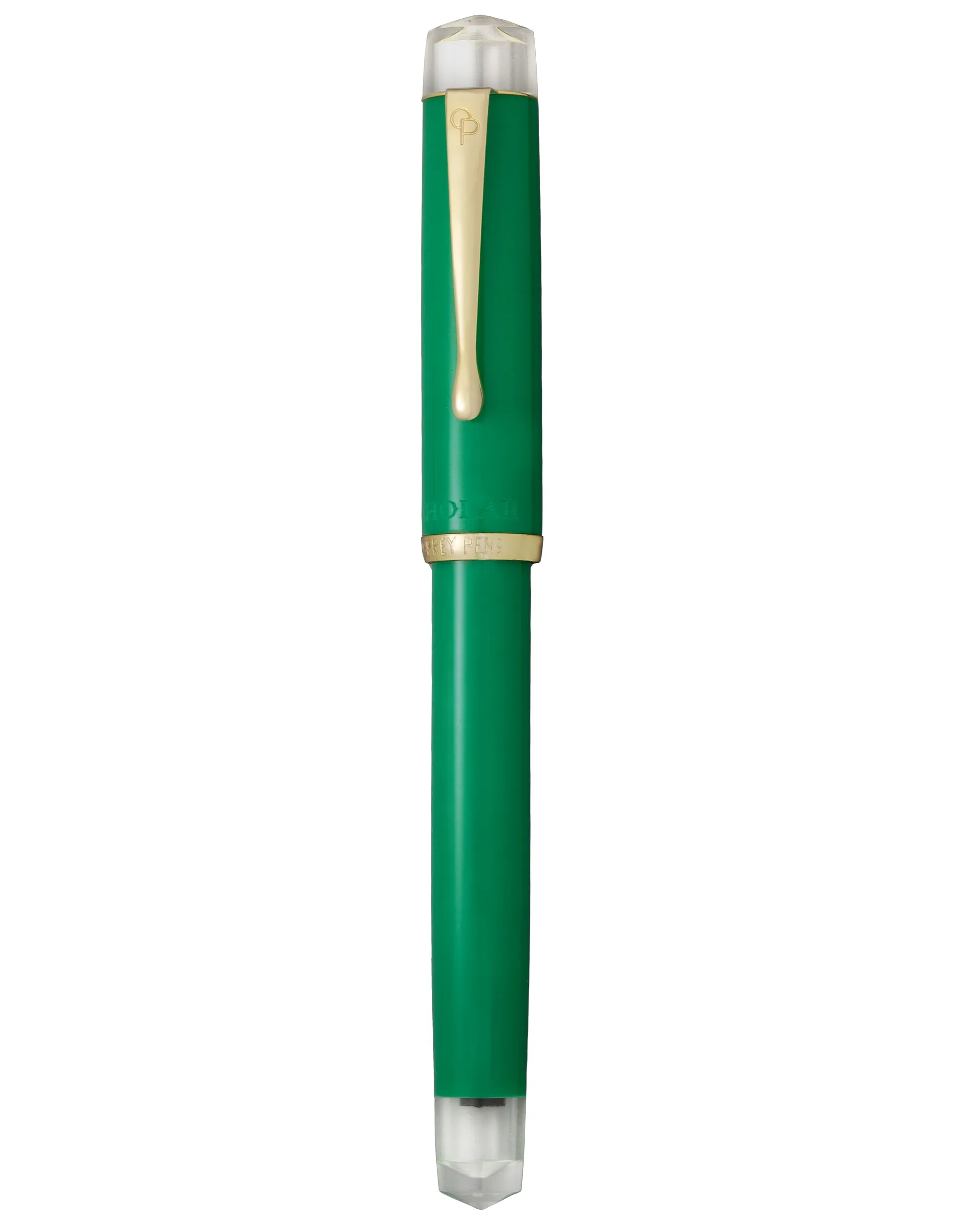 Rainforest Green Scholar - Gold trim with clear end caps