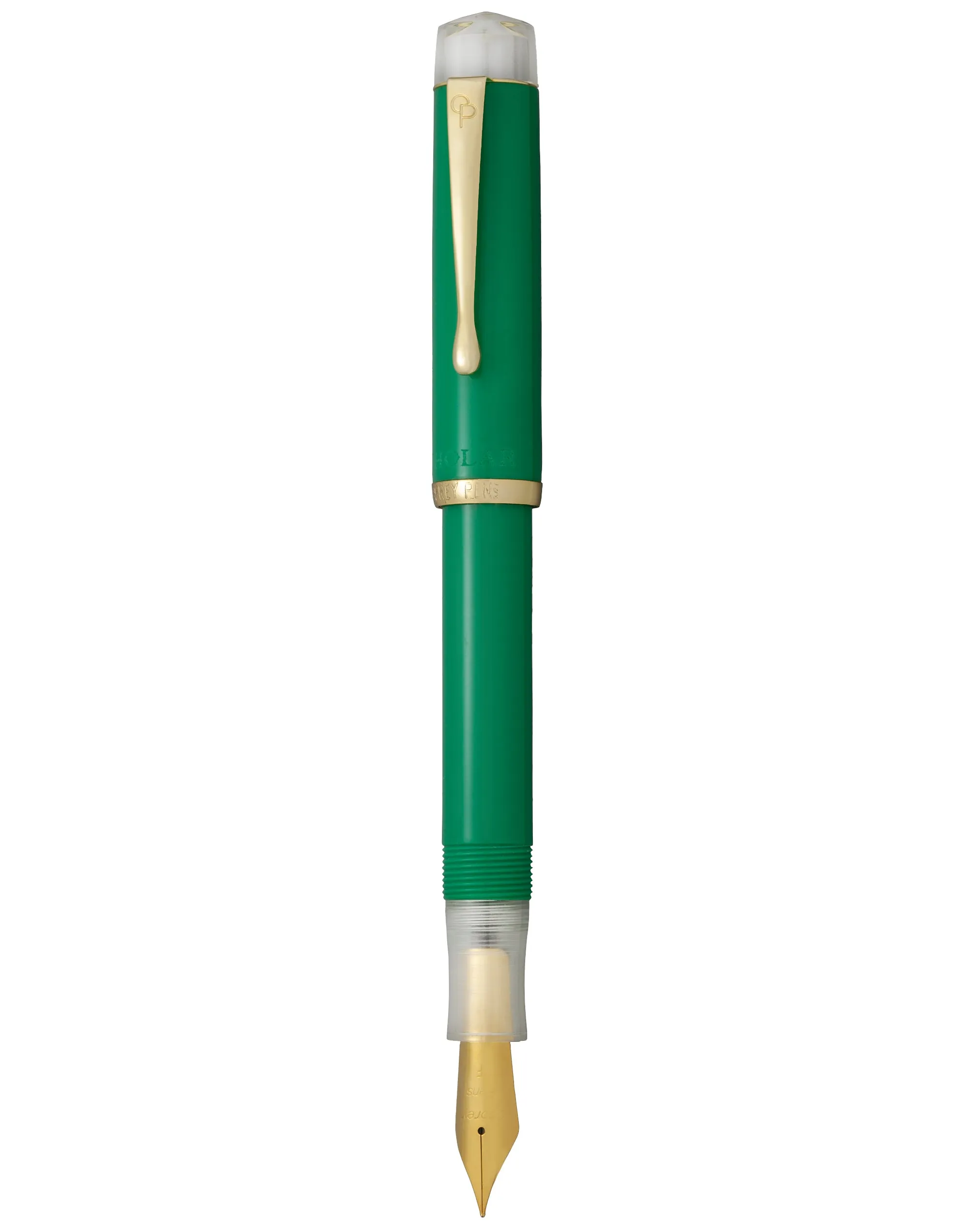 Rainforest Green Scholar - Gold trim with clear end caps