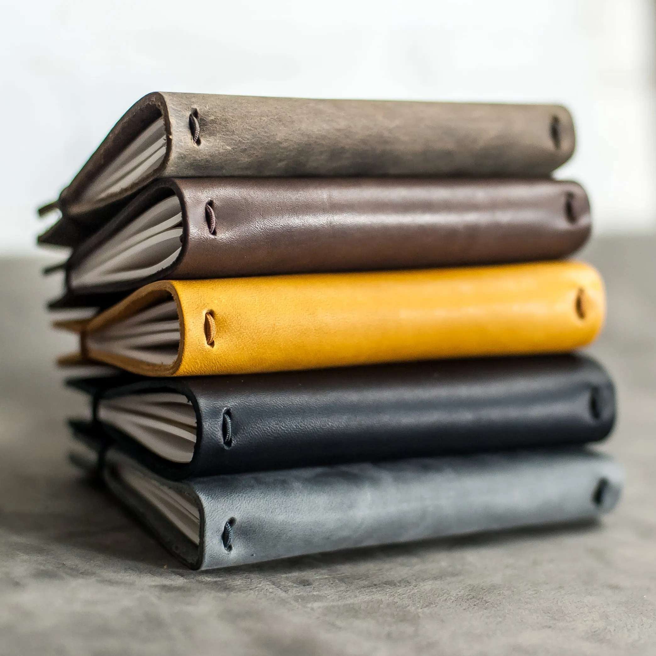 Refillable Personalized Leather Pocket Journal with Professional Elastic Closure