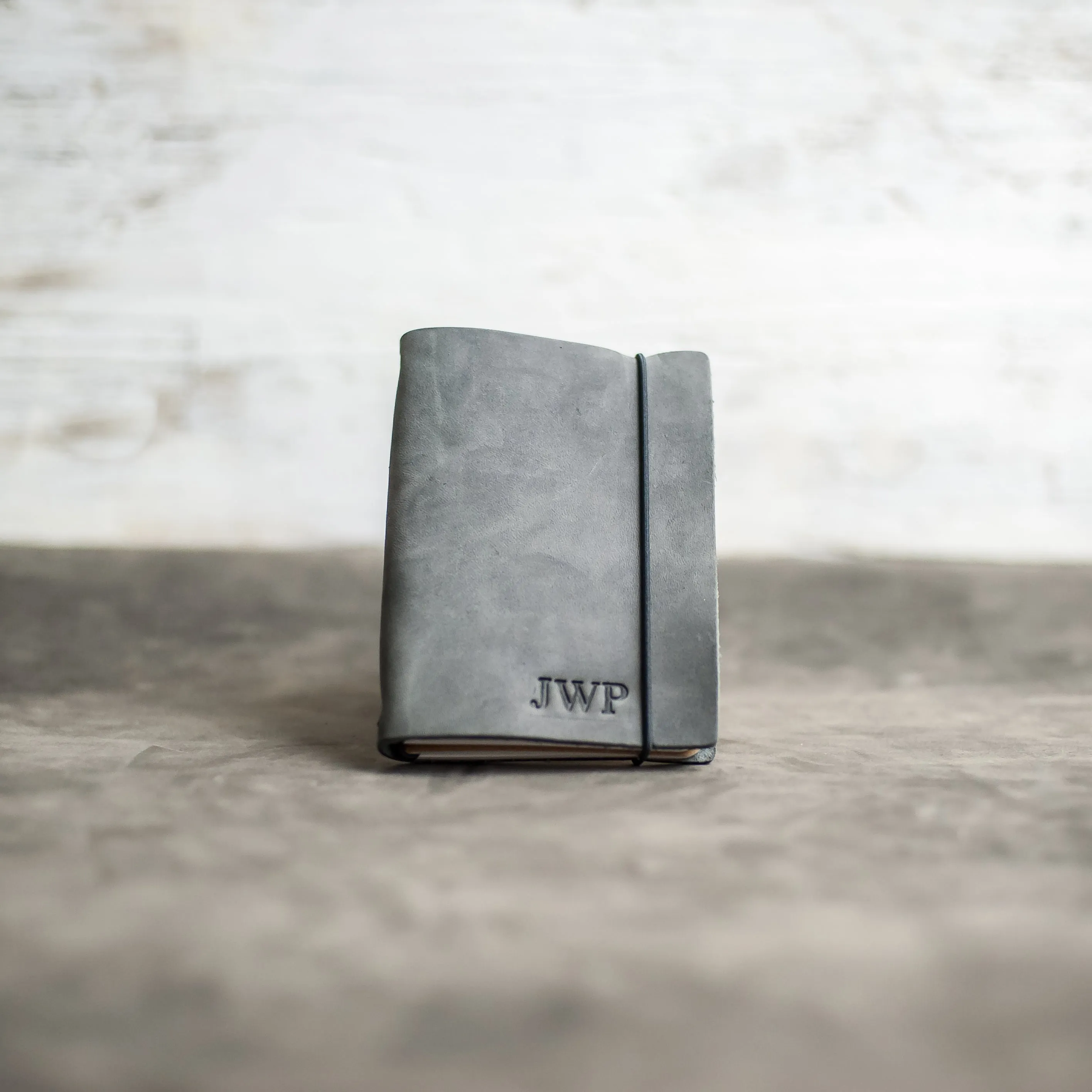 Refillable Personalized Leather Pocket Journal with Professional Elastic Closure