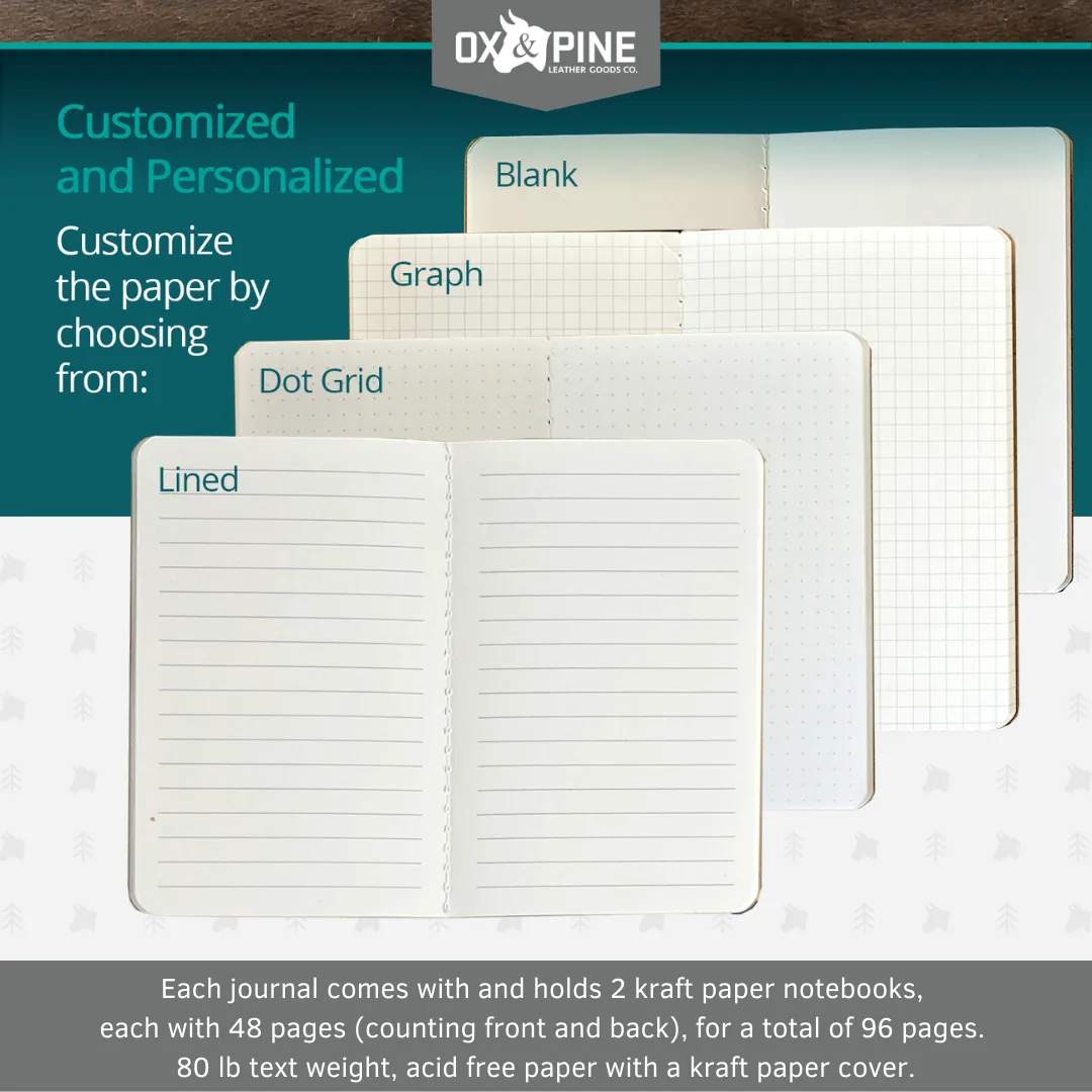 Refillable Personalized Leather Pocket Journal with Professional Elastic Closure