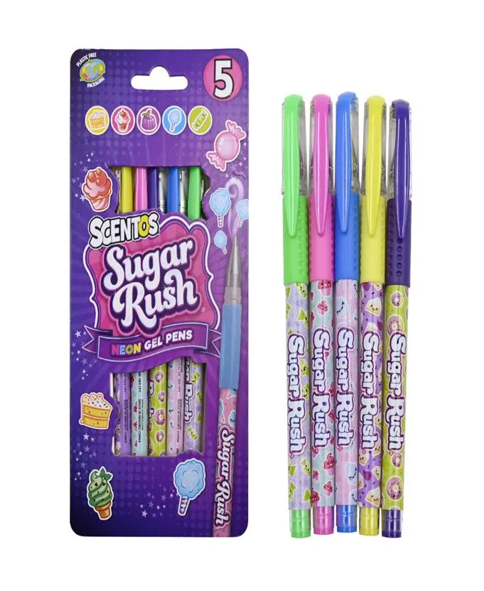 SCENTOS Sugar Rush Scented Neon Gel Pens, Pack of 5