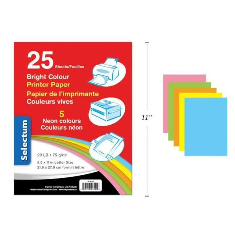 Selectum Printer Paper Assorted Colours Neon 25pk