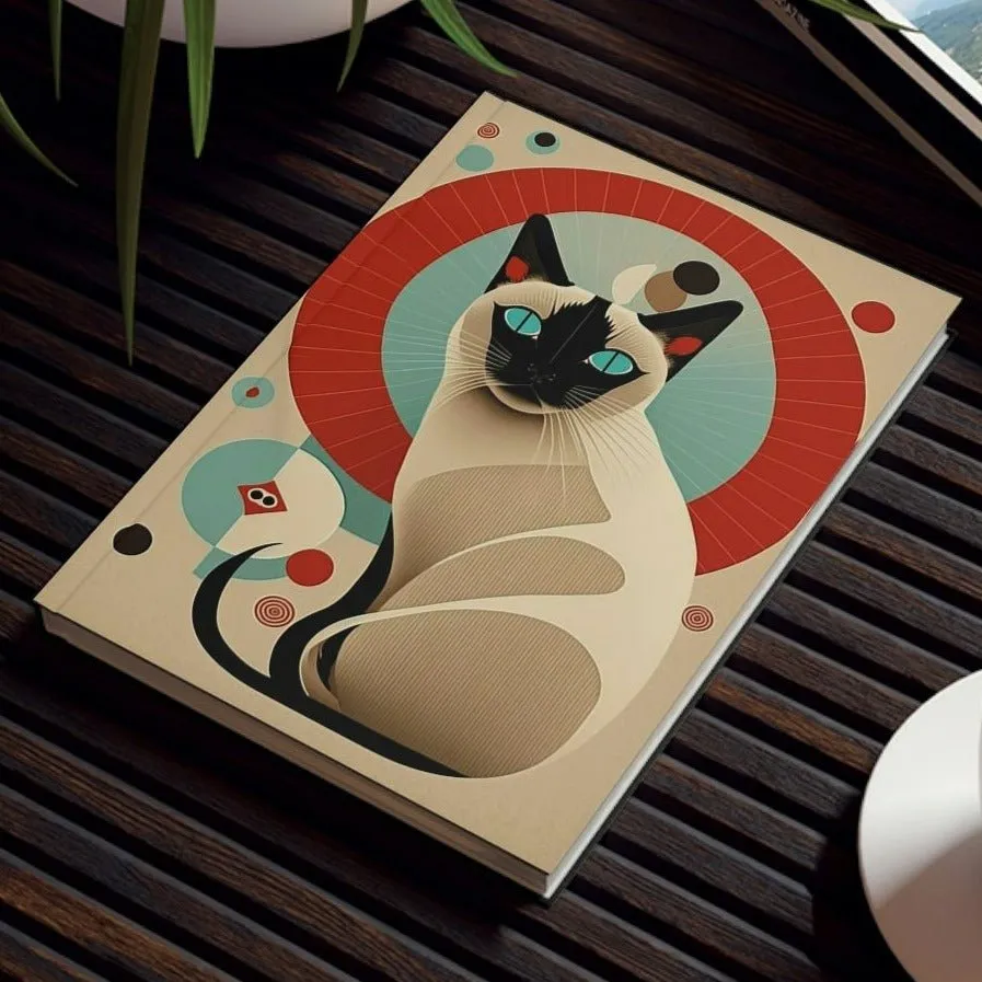Siamese Cat Notebook - Modern - Cat Inspirations - Hard Backed Journal
