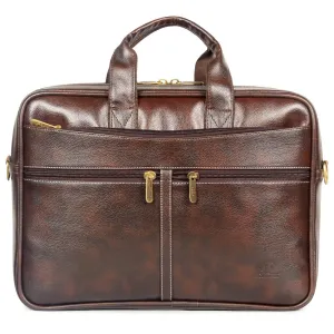 THE CLOWNFISH Unisex-Adult Faux Leather 15.6 Inch Laptop Messenger And Sling Bag Laptop Briefcase (Dark Brown)