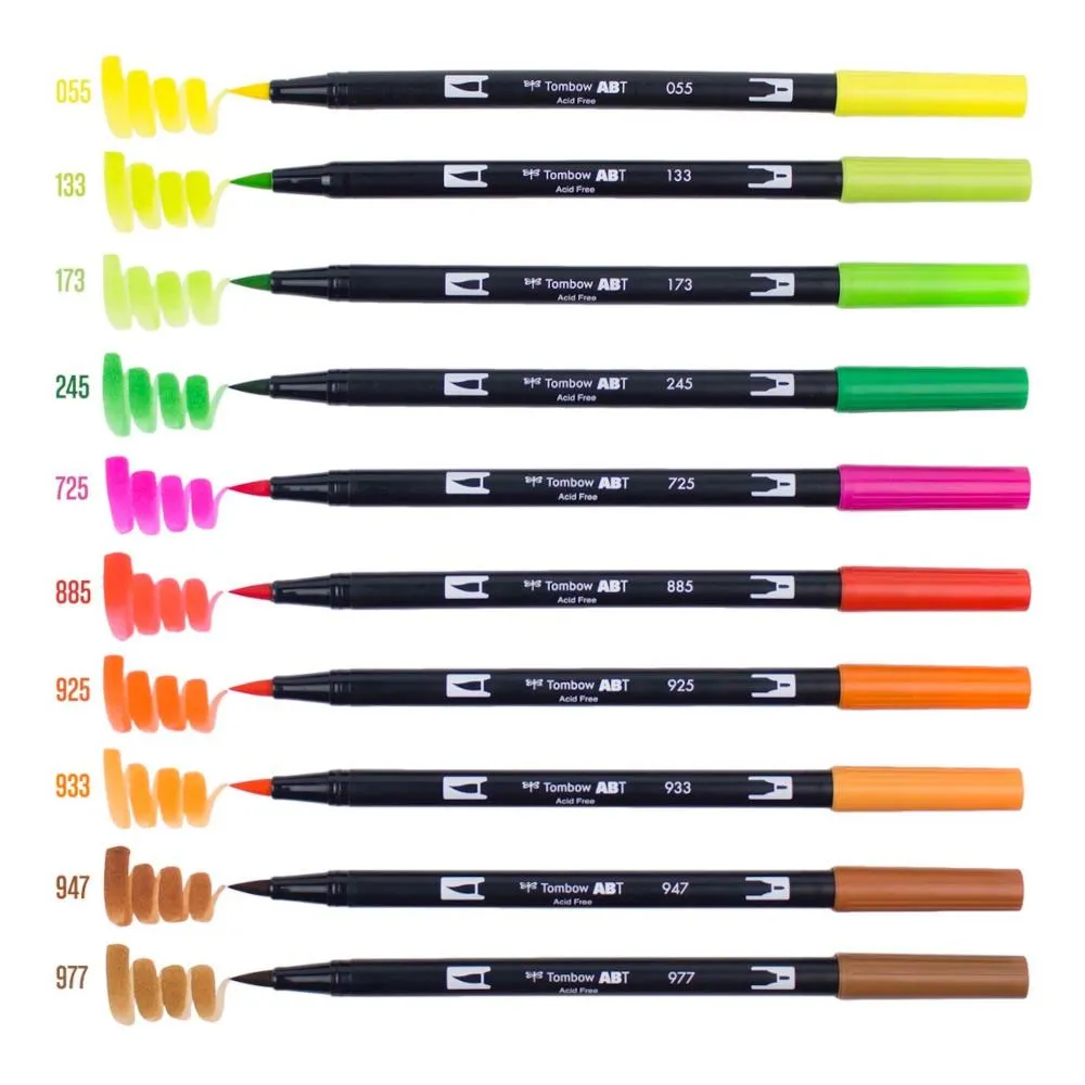 Tombow Dual Brush Pen Set 10pk Citrus