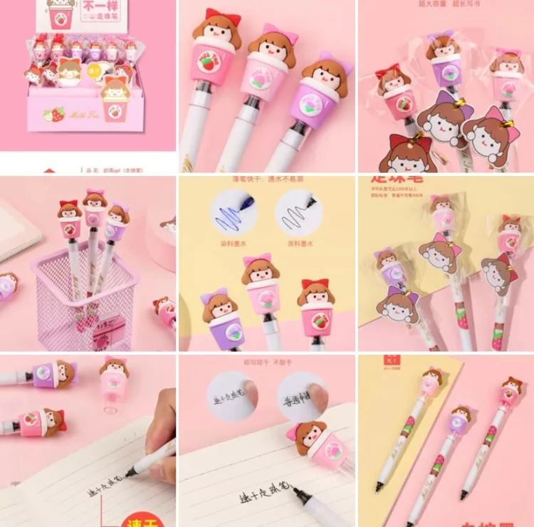 X 22442 MILK TEA GIRL GEL PEN-DISCONTINUED